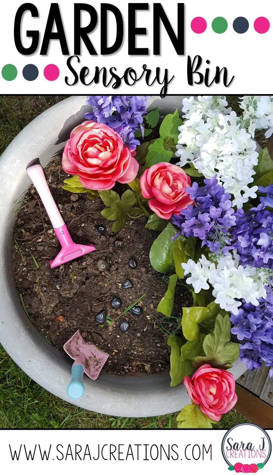 Love this cute Garden Sensory bin for preschool or even toddlers. Such a fun way to build fine motor and sensory skills while playing with flowers.