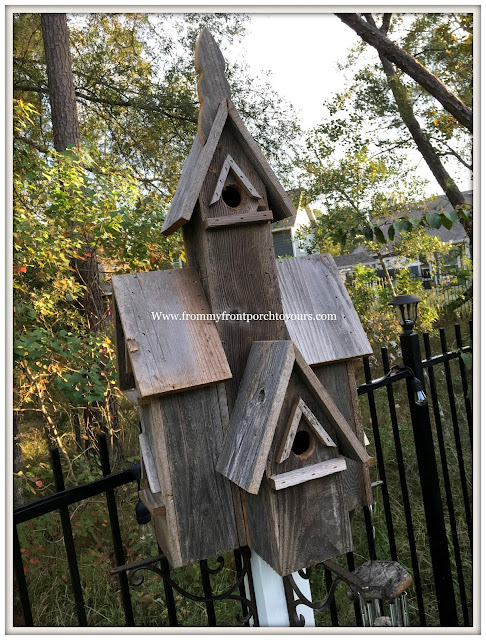 Recycled Wood Birdhouse-DIY Stand-Backyard Landscape-From My Front Porch To Yours