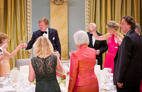 King Willem-Alexander and Queen Maxima of The Netherlands attend an state banquet offered by governor general Johnston at Rideau Hall in Ottawa, Canada