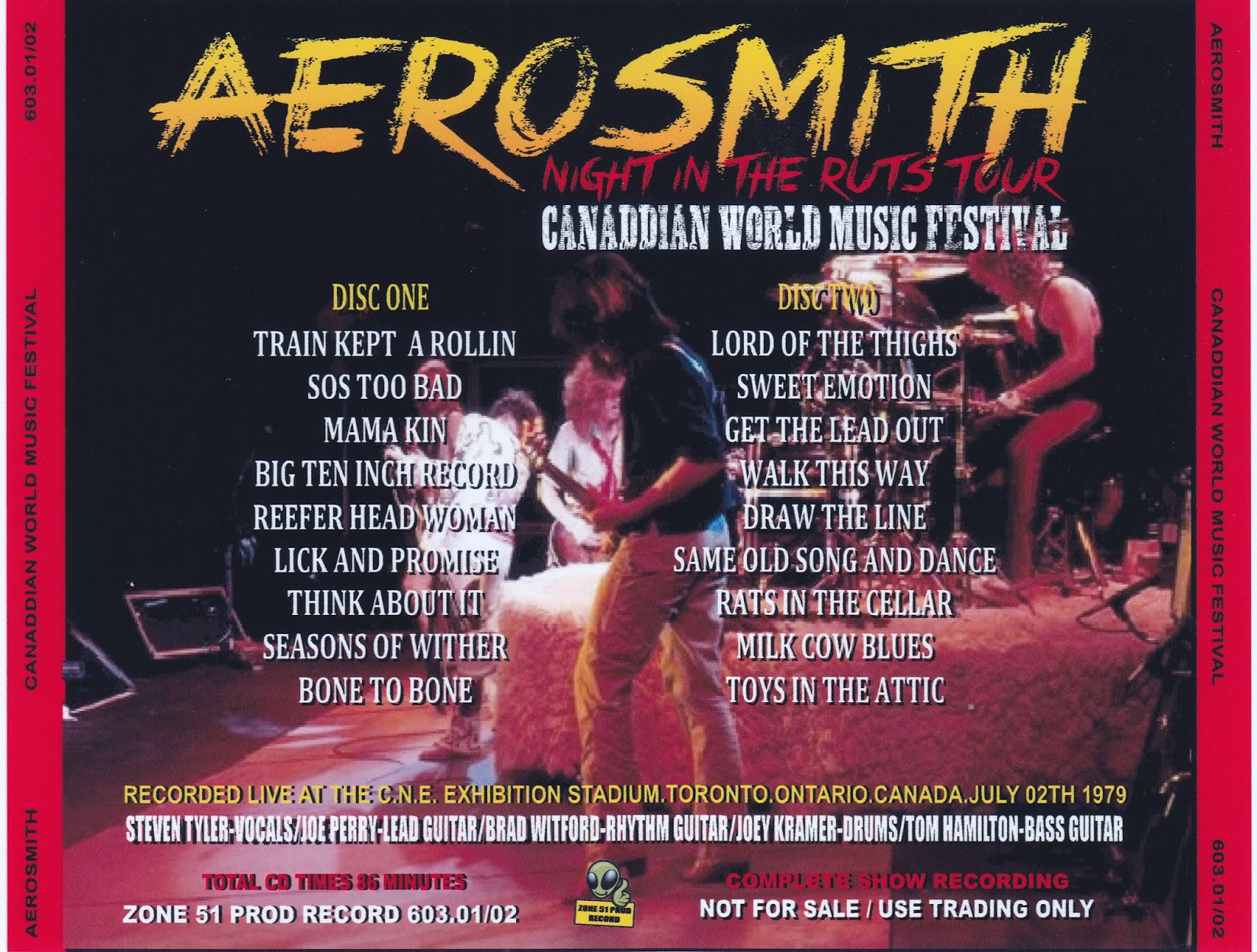 AEROSMITH BOOTLEGS COVER ARTS: CANADDIAN WORLD MUSIC FESTIVAL (toronto