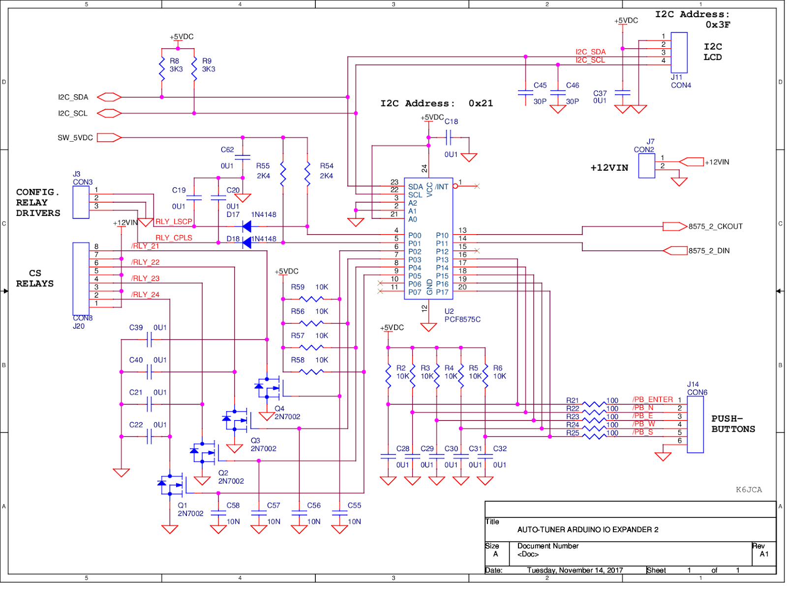 K6JCA: Antenna Auto-Tuner Design, Part 10: The Final Schematics