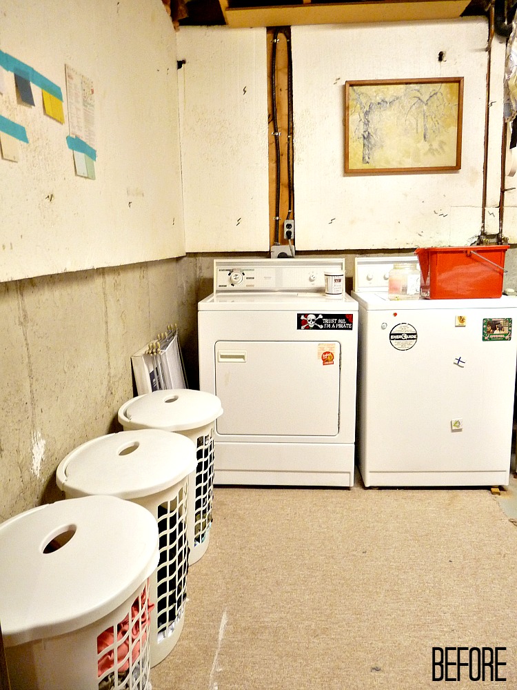 Basement Update How to Paint a Concrete Laundry Room Floor Turquoise
