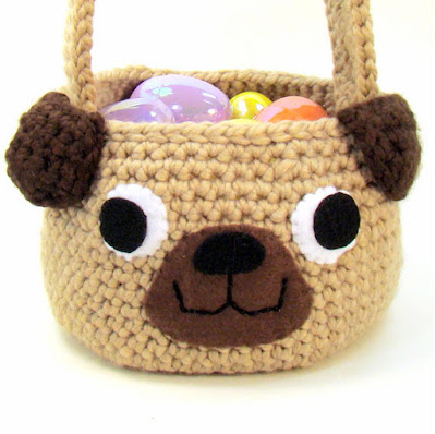 Crochet pug Easter basket