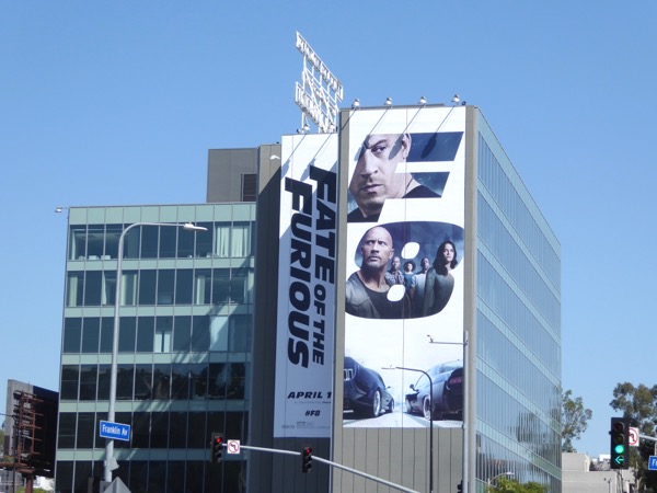 The Fate of the Furious movie billboard Highland Avenue Fate of the Furious movie billboard