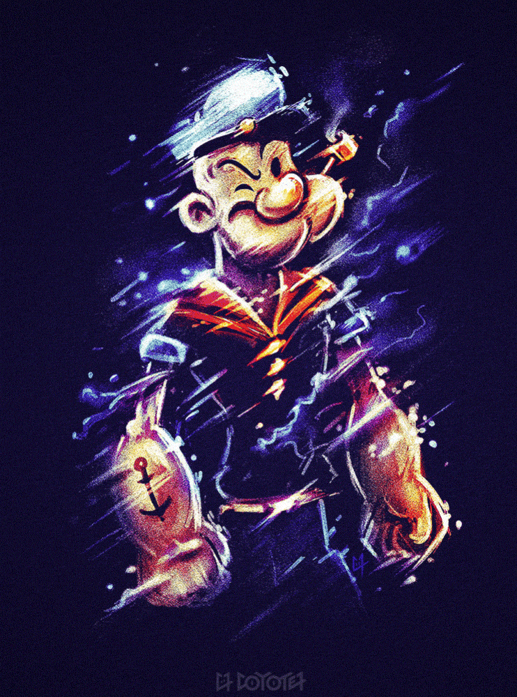 Popeye Sailor Storm GIF et TShirt c0y0te7 Illustration & TShirt
