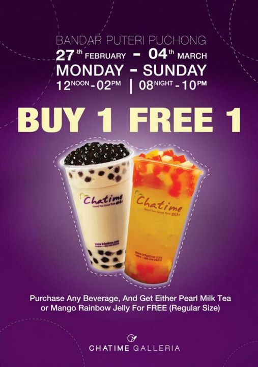 Chatime Buy 1 FREE 1 @ The Mines, Galleria Bandar Puteri