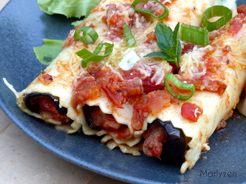 Cannelloni à l'aubergine et à la viande hachée