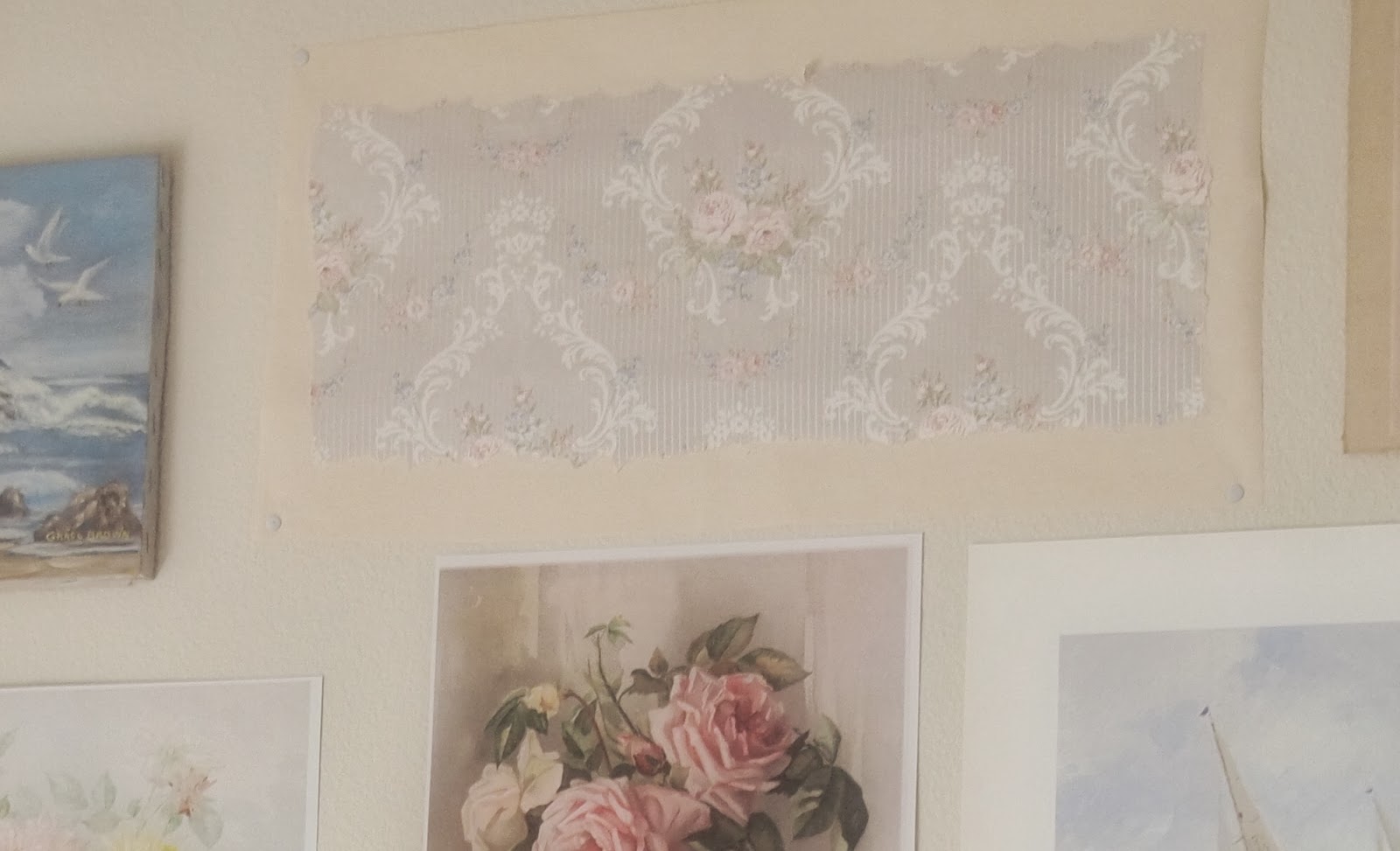 Mom and I, Hooked on Thrifting Retro vintage shelf liner!