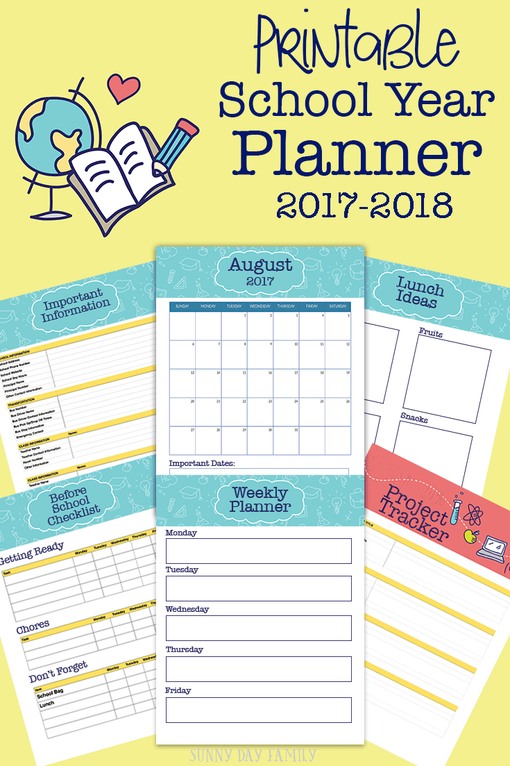 printable school planner