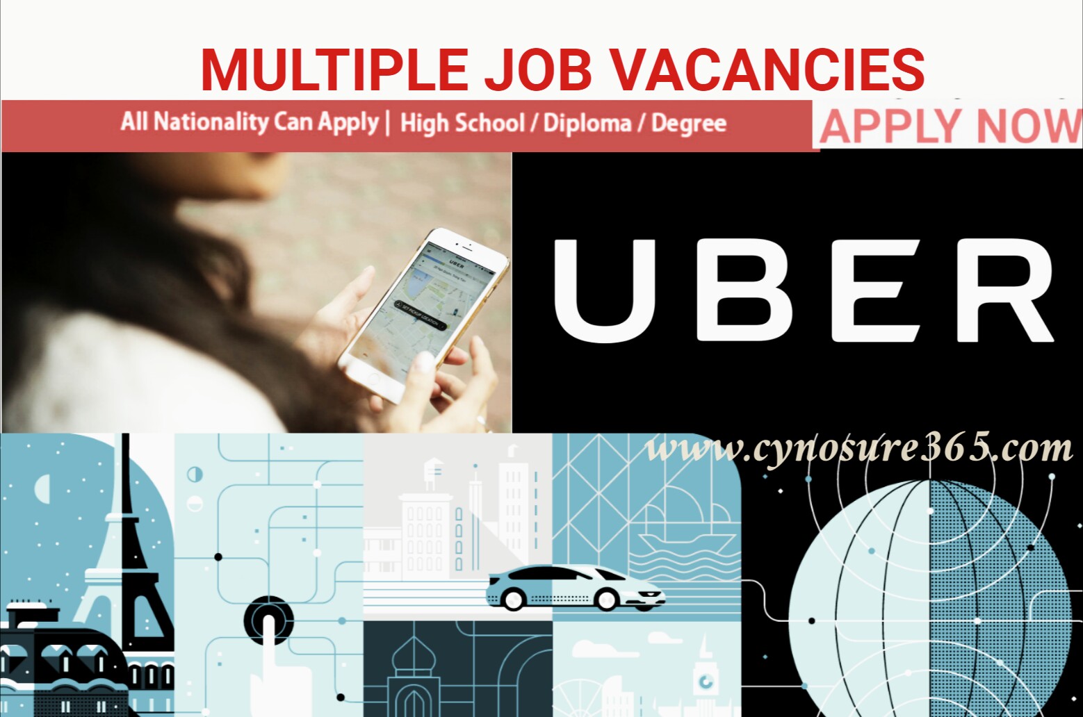 UBER MULTIPLE JOB VACANCIES WORLD WIDE CYNOSURE365