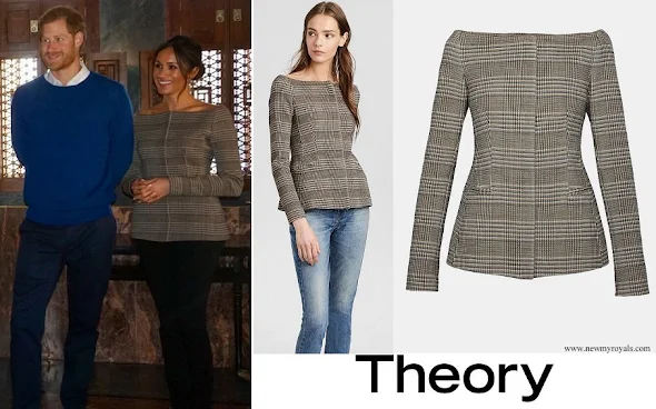 Meghan Markle wore Theory Wool Off-The-Shoulder Jacket