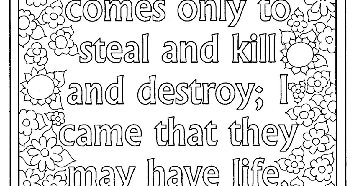 Coloring Pages for Kids by Mr. Adron: Free John 10:10 Print and Color