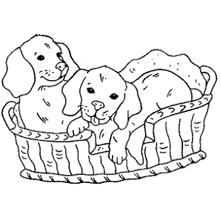 desenho de dois filhotes no cesto