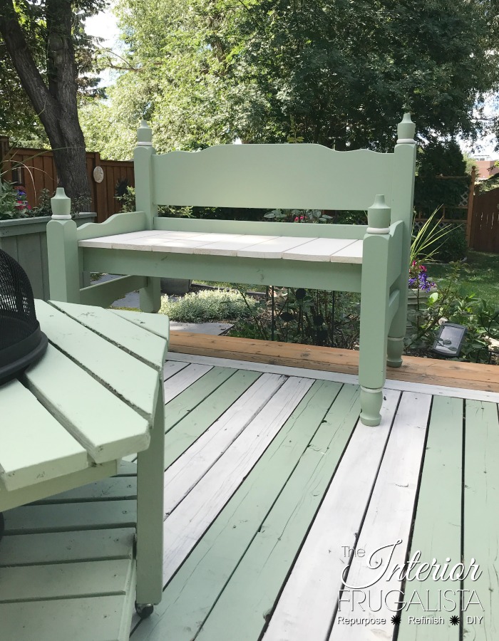 How to turn an old headboard set into a relaxing outdoor garden bench for two. A budget-friendly outdoor furniture idea for a deck, patio, or porch.