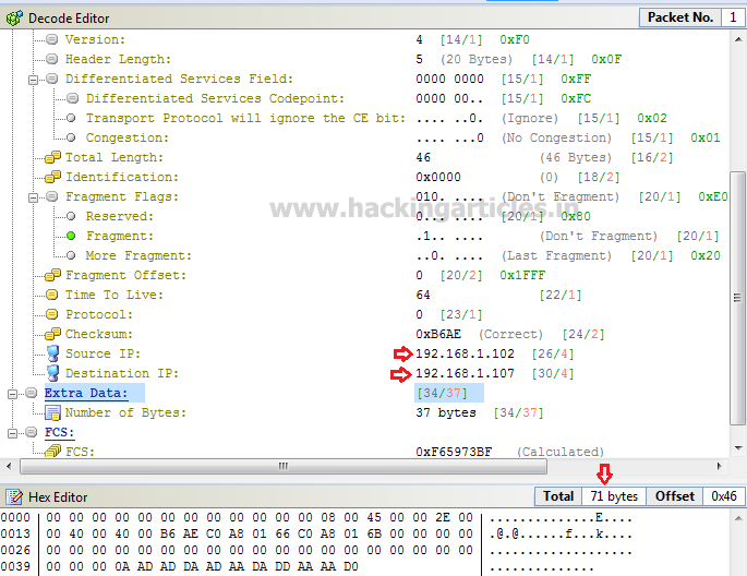 packet crafting with colasoft packet builder ip packet size