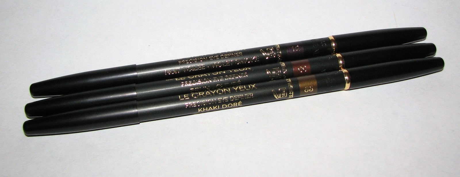 Chanel VIOLET SMOKE, BRUN, KHAKI DORE Le Crayon Yeux Precision Eye Definer  Swatches and Review - Blushing Noir