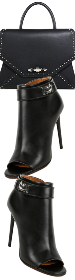 Givenchy Shark Lock Leather Peep-Toe Booties