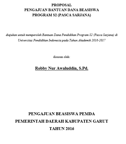 Contoh Proposal Beasiswa S2 Pascasarjana Dana Bantuan Pemda Format Doc Pedoman Pendidikan