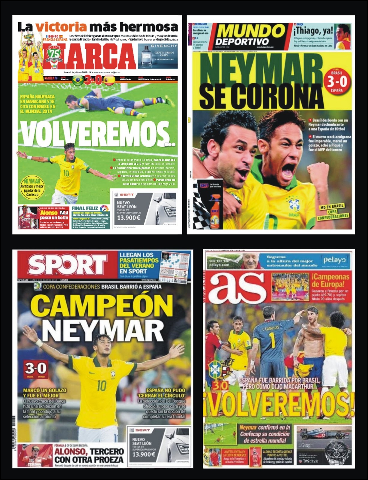 LA PELOTA NO DOBLA: La caída de España en portadas españolas.