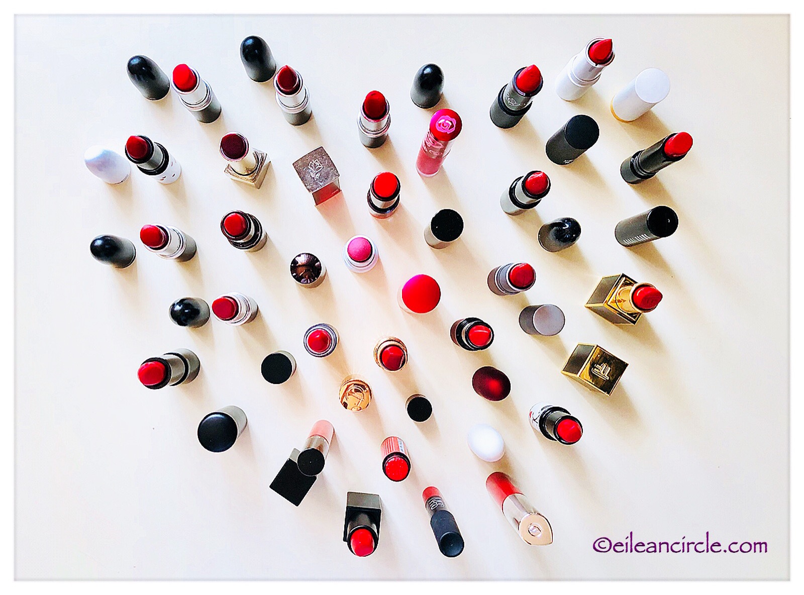 Red lipstick, lipstick collection, Mac cosmetics, NARS, Charlotte Tilbury, Tom Ford