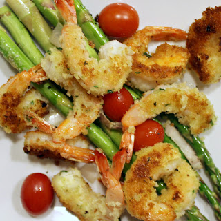Crispy Herbed Shrimp with Roasted Asparagus and Tomatoes