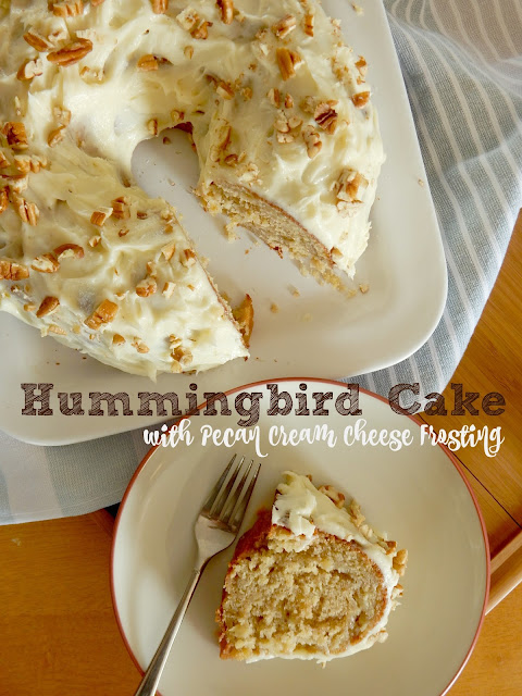 Hummingbird Bundt Cake with Pecan Cream Cheese Frosting...the cake all Southerners love!  Tangy, full of banana flavor, studded with crushed pineapple and the most delicious pecan cream cheese frosting. (sweetandsavoryfood.com)