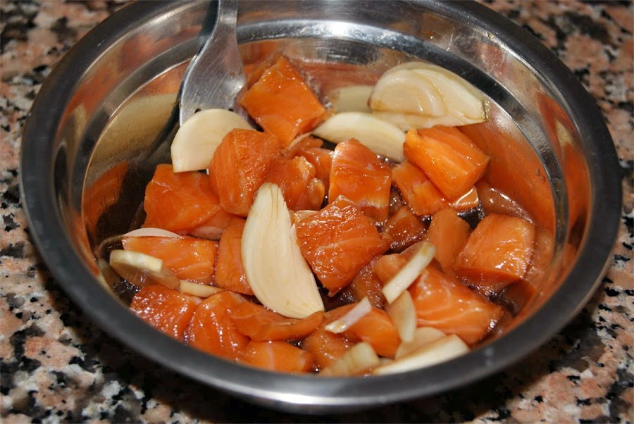 Macarrones con salmón paso 