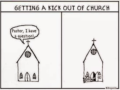 Getting a Kick Out Of Church funny joke cartoon picture