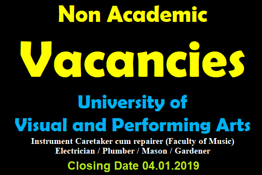 Non Academic Vacancies : University of Visual and Performing Arts