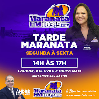 Banner Programa de Rádio Tarde Maranata com a Locutora Regina Oliveira