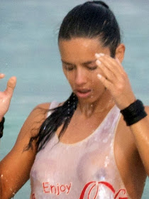 Adriana Lima Braless See-Through Nip Slip in Cancun