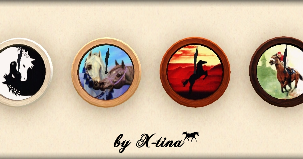 X Tina Sims Equestrian Equestrian Wall Clock Set 1