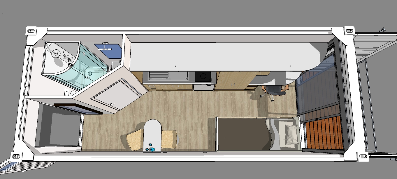 aménagement intérieur container aménagé studio1