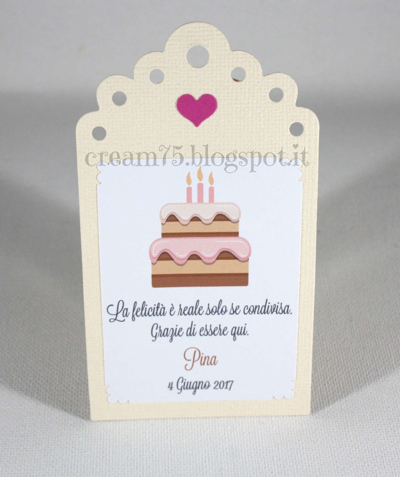 My Sweet Blog: Segnaposto con ringraziamento per compleanno