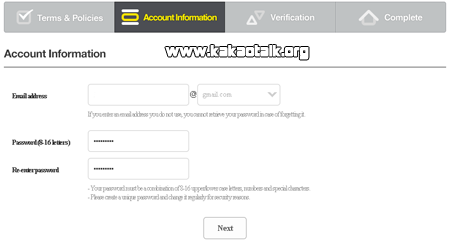 Registrarse en KakaoTalk paso 2