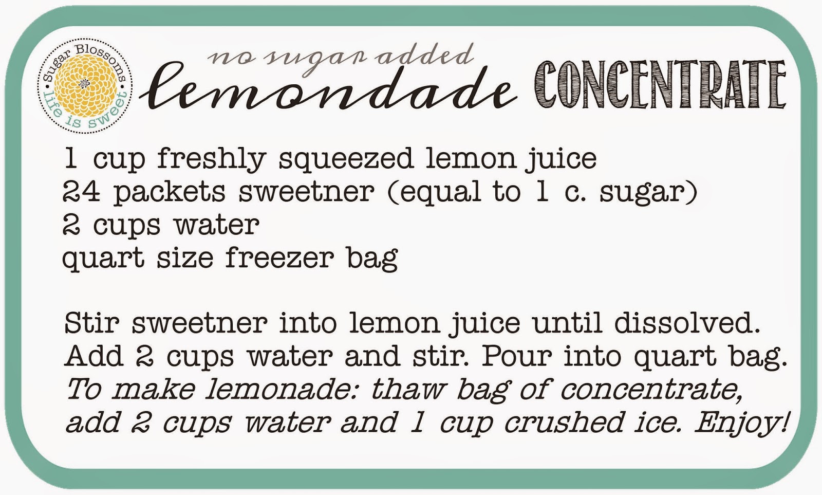 Sweet Sugar Blossoms Homemade Lemonade Concentrate