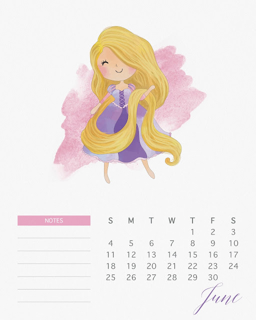 Calendario 2017 de las Princesas Disney para Imprimir Gratis. Calendario 2017 de las Princesas Disney para Imprimir Gratis Junio.
