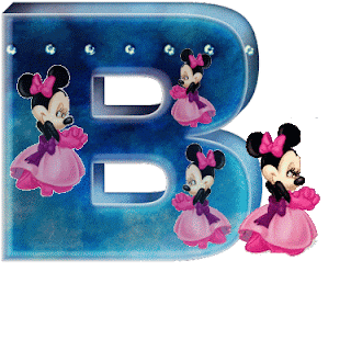 Alfabeto animado de Minnie con vestido de noche B.