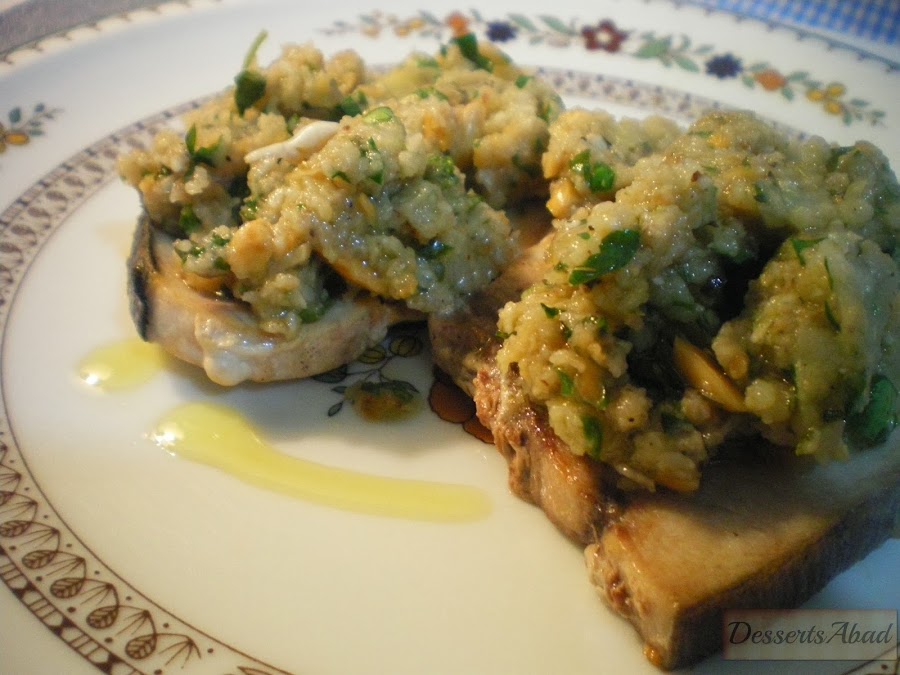 pez espada al pesto de almendras