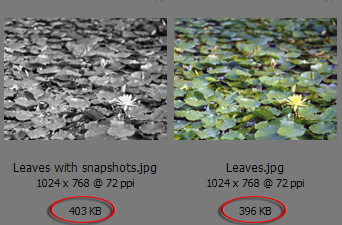 Difference in file size between same image with and without presets Difference in file size between same image with and without presets