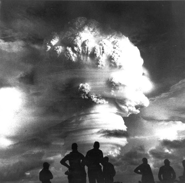 Observers view atmospheric testing during Operation Hardtack I, a thermonuclear detonation during the Pacific tests in 1958.