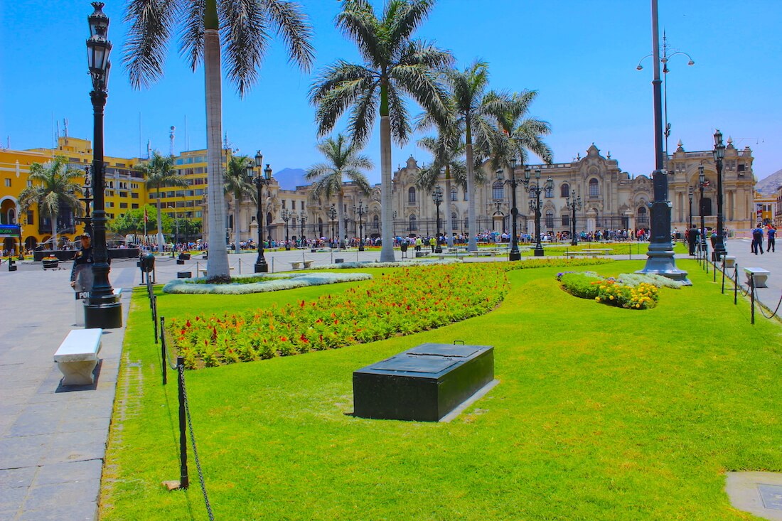 government building and gardens in lima