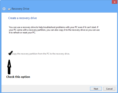 ready to create recovery drive