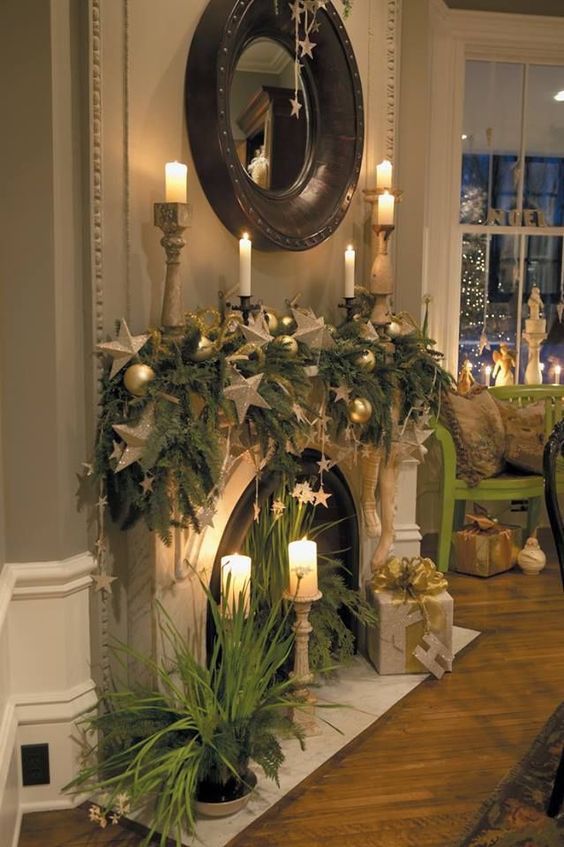 36 Ways to Decorate the Christmas Fireplace Mantel - Hello Lovely