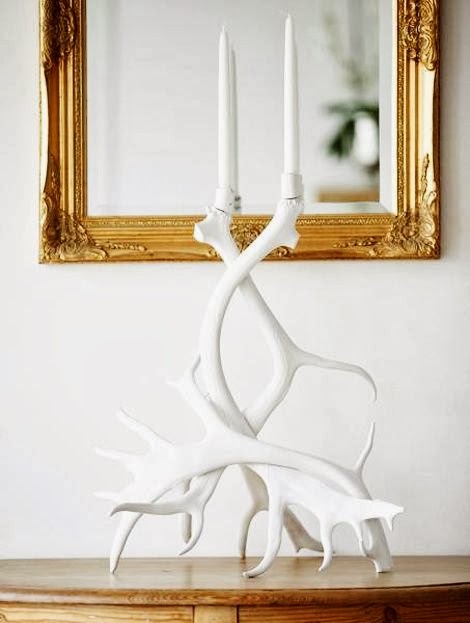 antlers white candleholders
