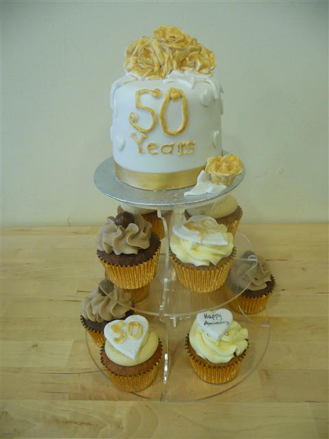 Golden Wedding Anniversary Cupcake Tower by The Little Cupcake Cafe