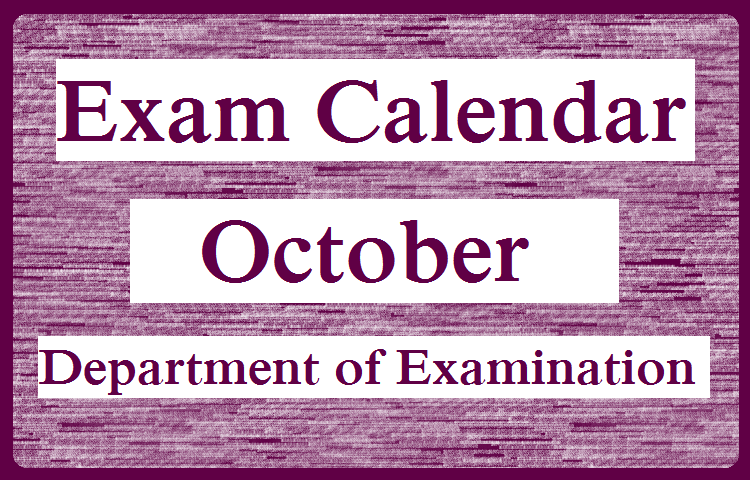 Exam Calendar - October (Exam Deaprtment)