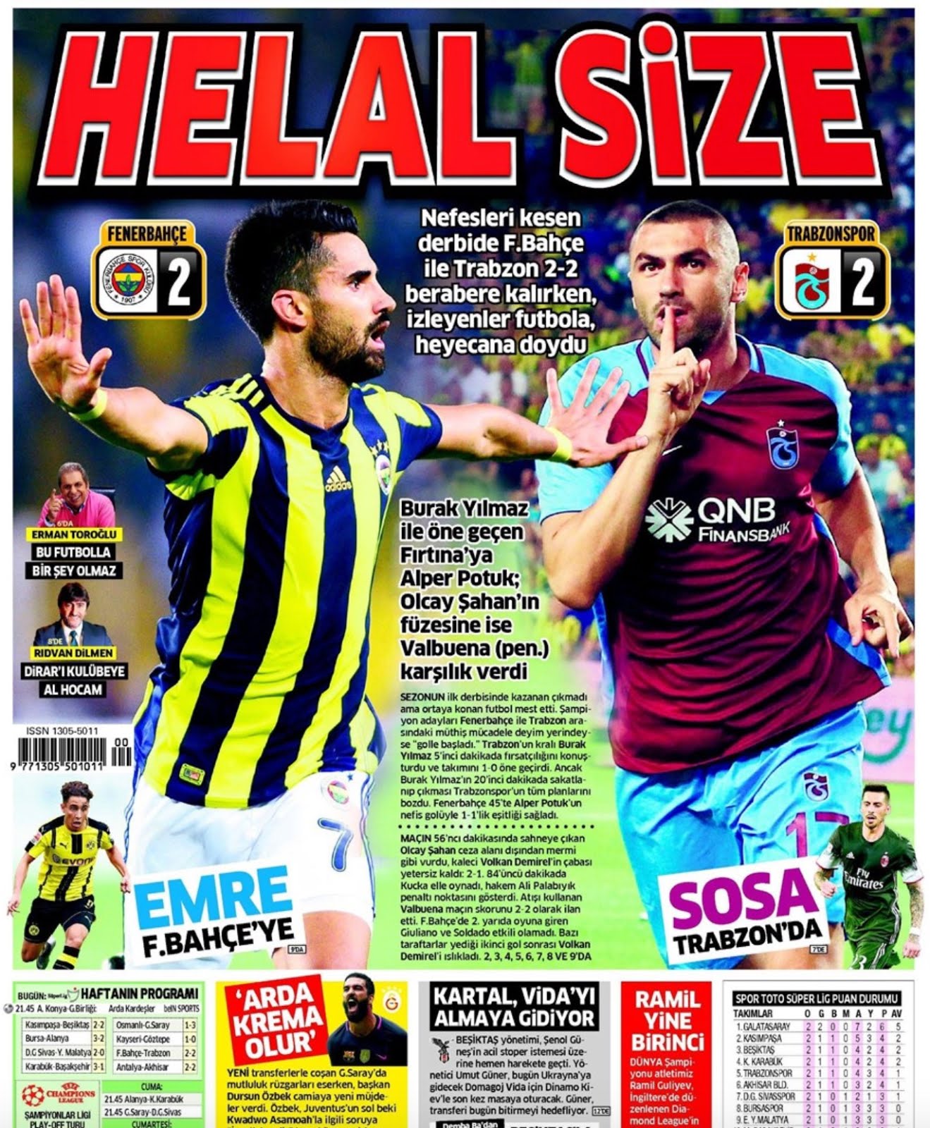 Galatasaray Ve Futbol Dunyasi World Of Soccer Gazete Mansetleri Nefes Kesen Derbi Fenerbahce 2 Trabzonspor 2
