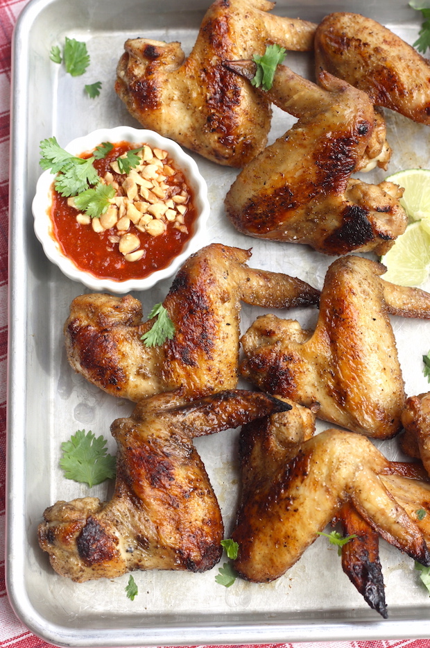 Thai Grilled Chicken Wings with Chili-Garlic Dipping Sauce by SeasonWithSpice.com