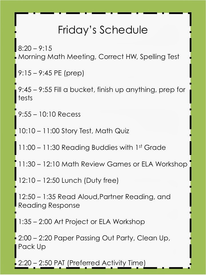 I Love My Classroom: My Daily Schedule